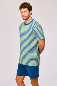 Woody Pyjama - Groen-blauwe streep