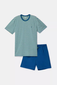 Woody Pyjama - Groen-blauwe streep
