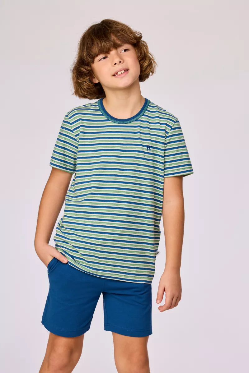 Woody Pyjama - Groen-blauwe streep