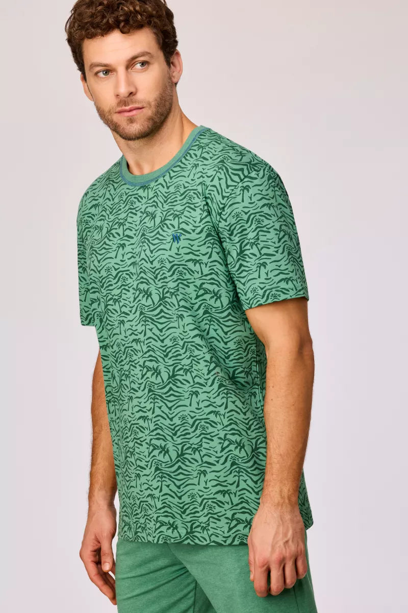 Woody Pyjama - Palmbomen/Groen
