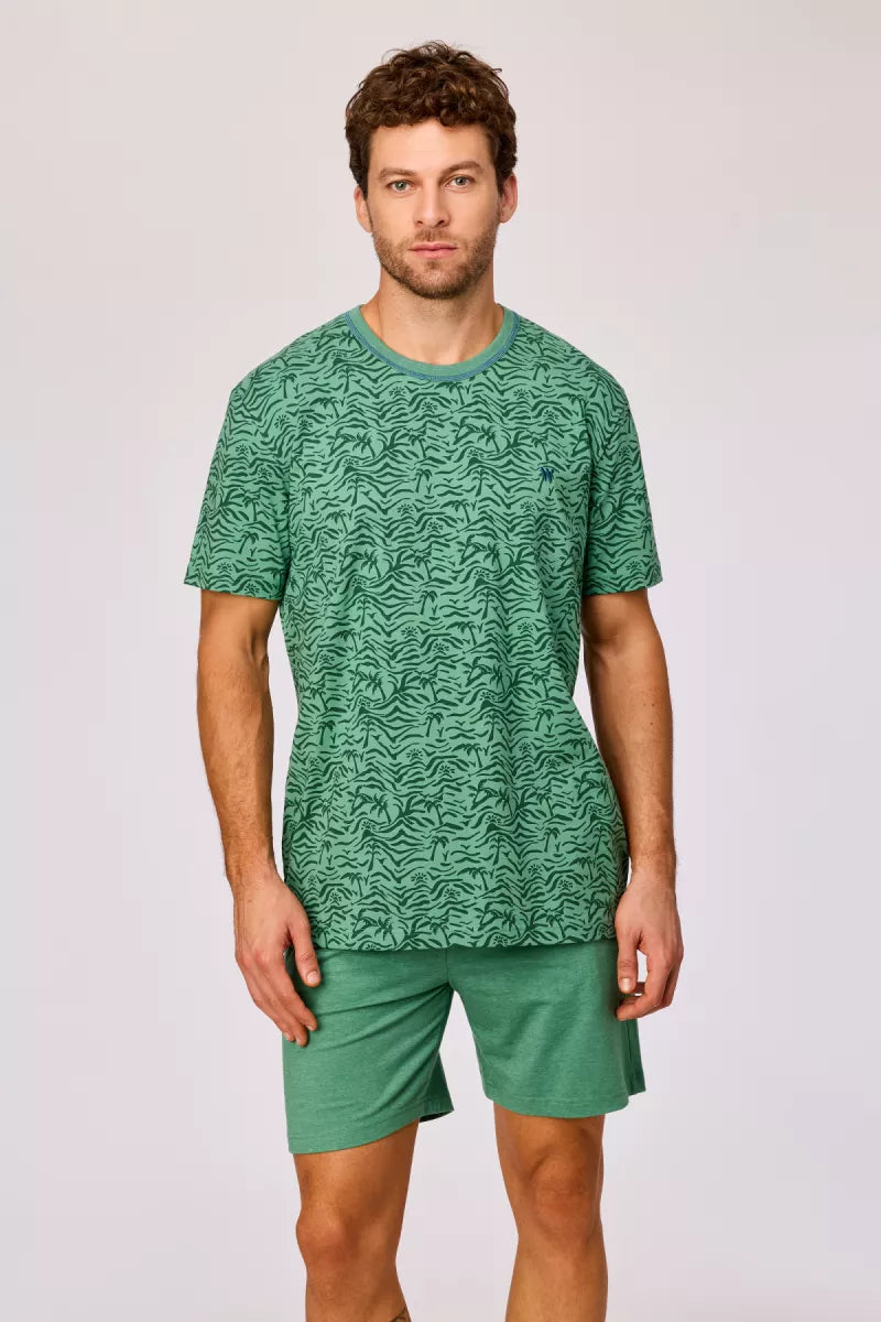 Woody Pyjama - Palmbomen/Groen