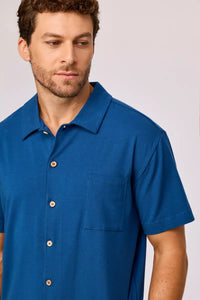 Woody Pyjama doorknoop - Donkerblauw
