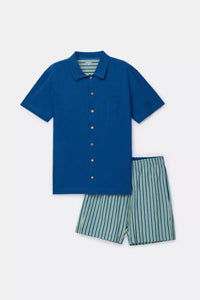 Woody Pyjama doorknoop - Donkerblauw