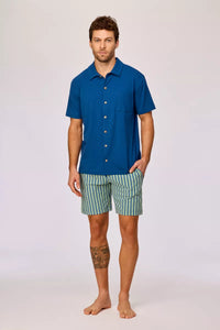 Woody Pyjama doorknoop - Donkerblauw