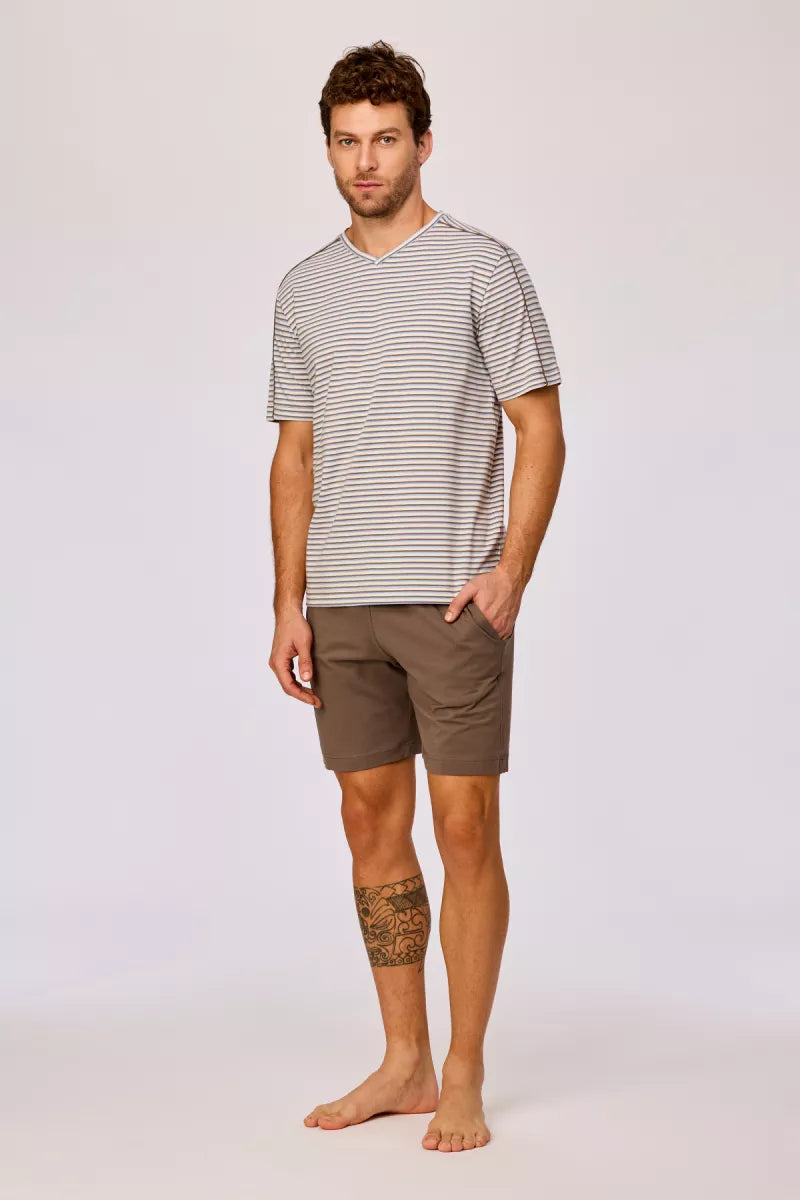 Woody Pyjama - Bruin gestreept