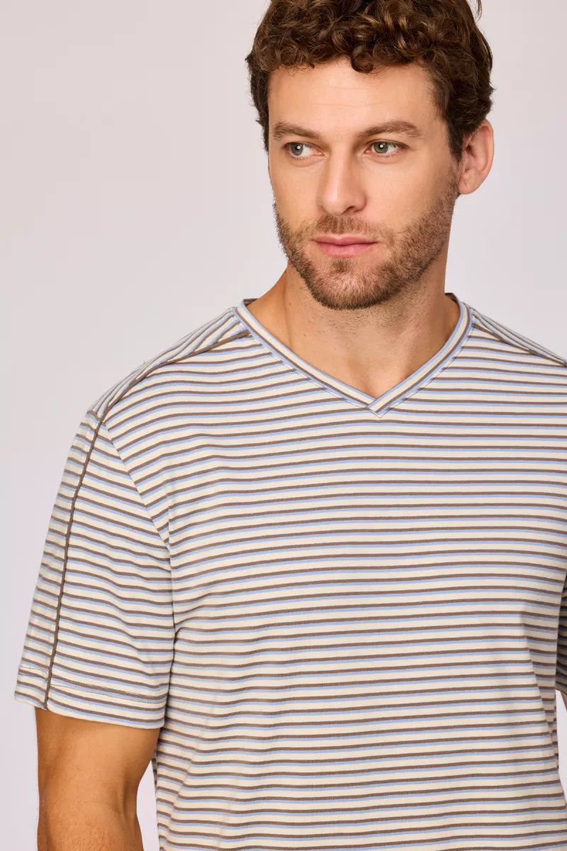 Woody Pyjama - Bruin gestreept