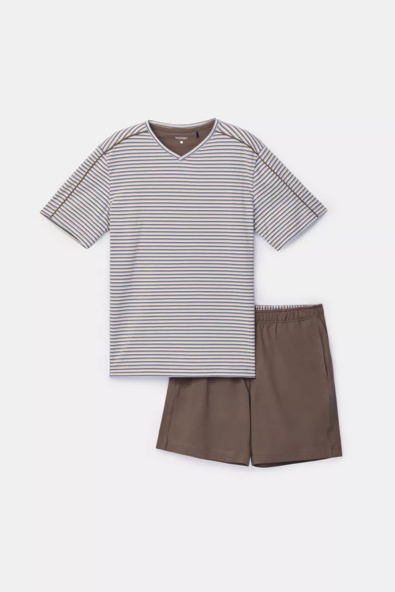 Woody Pyjama - Bruin gestreept