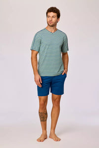Woody Pyjama - Groen/blauwe streep