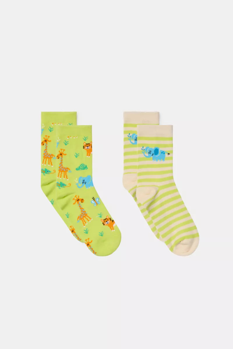 Woody 2 paar kousen - Groen