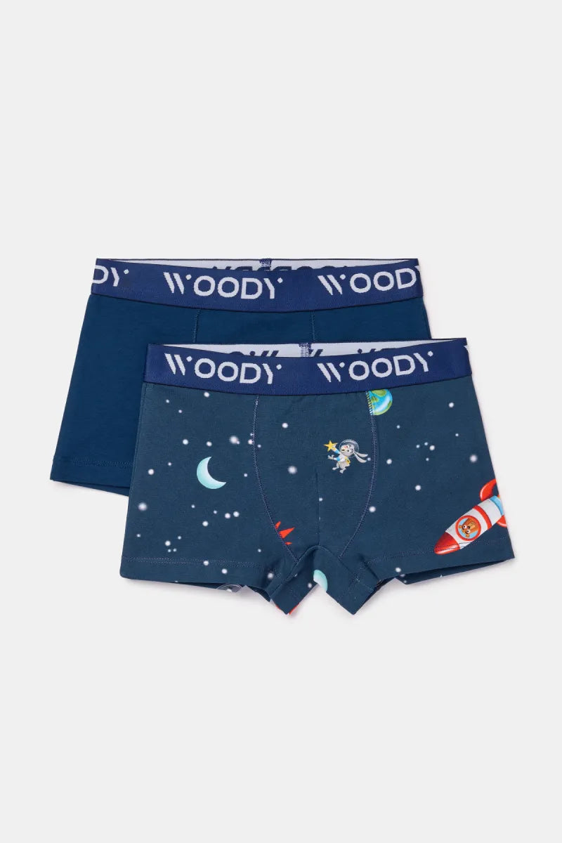 Woody Boxers - Donkerblauw/space