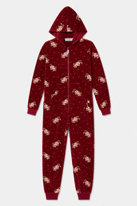 Woody Onesie fluweel - Bordeaux/konijn