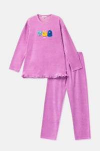 Woody Pyjama fluweel - Roze/monstertjes