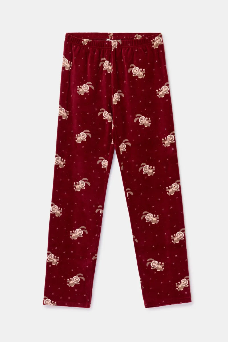 Woody Pyjama fluweel - Bordeaux/Konijn