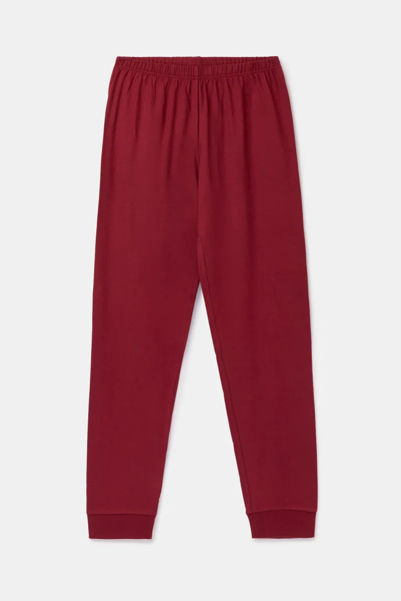 Woody Pyjama - Bordeaux streep/Beer