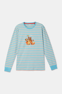 Woody Pyjama - Blauw gestreept/beestenbos