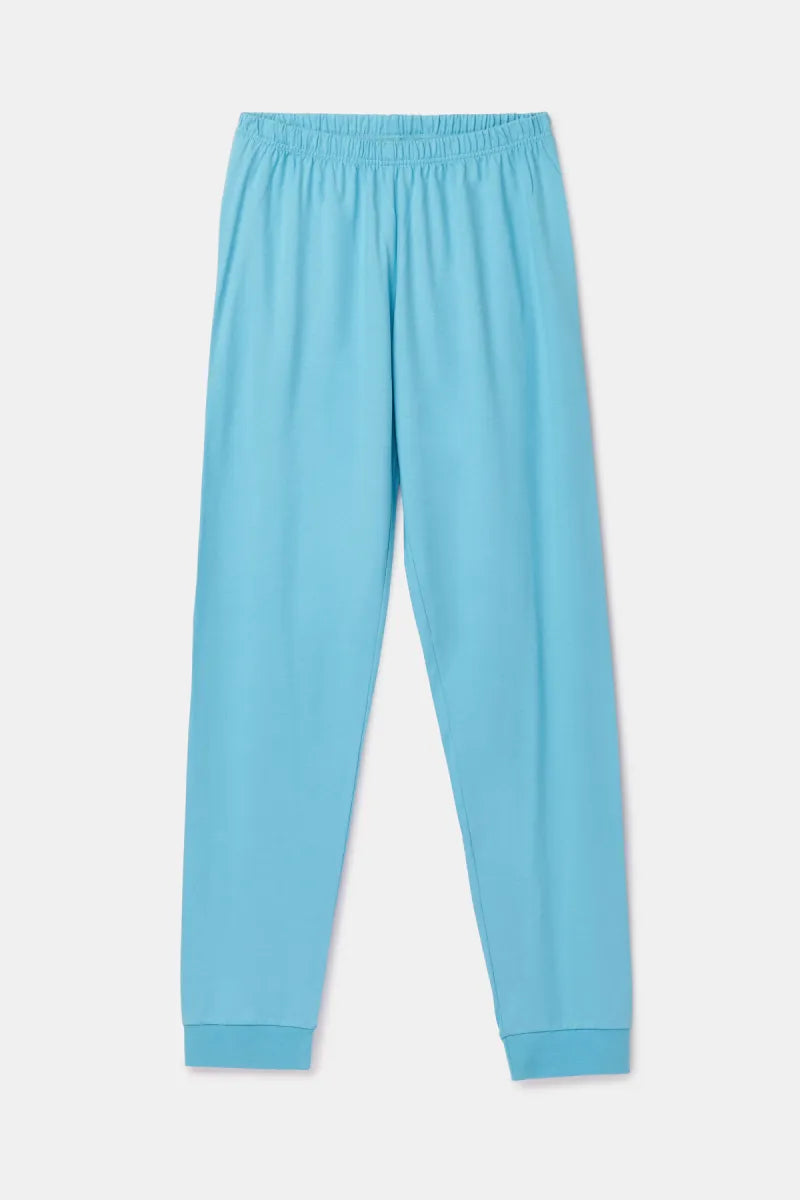 Woody Pyjama - Blauw gestreept/beestenbos
