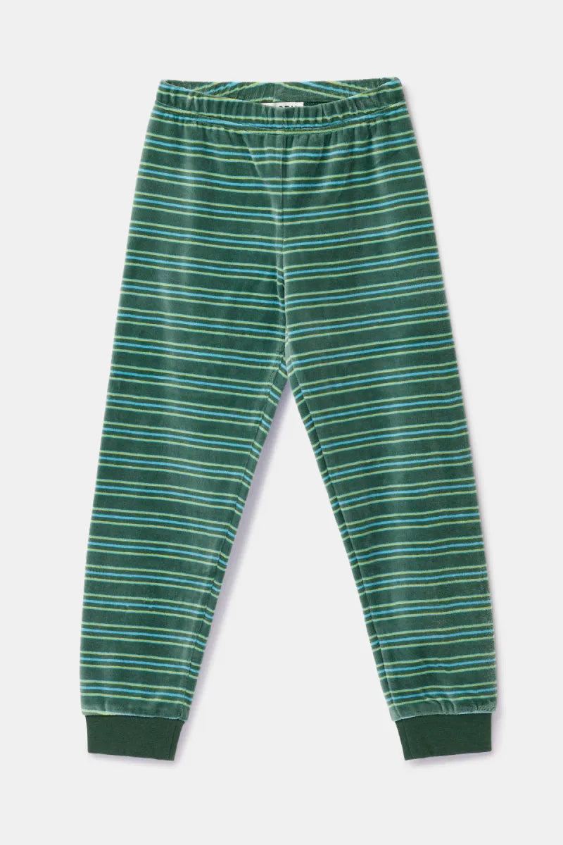 Woody Pyjama fluweel - Donkergroen/monstertjes