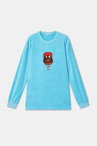 Woody Pyjama fluweel - Blauw/Beer