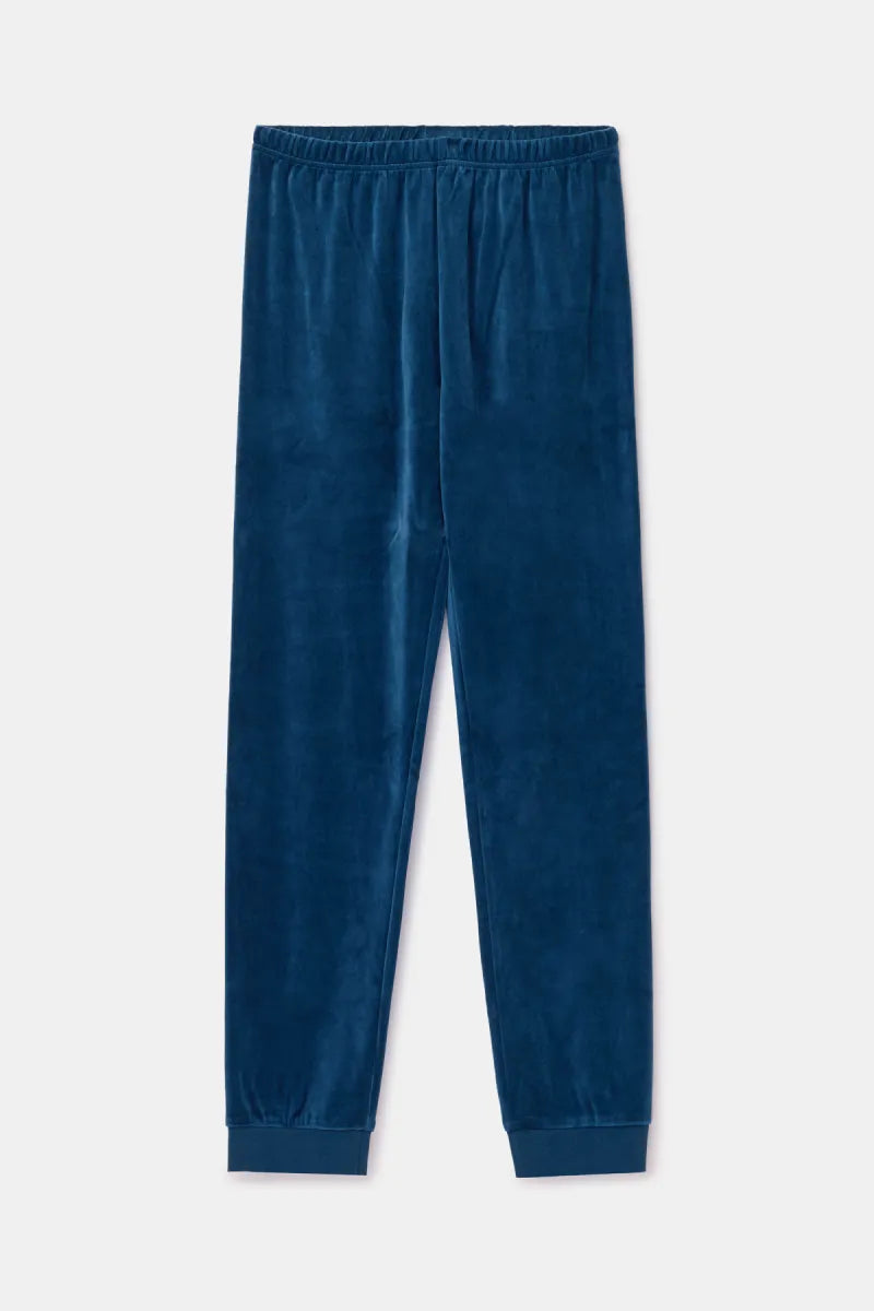 Woody Pyjama fluweel - Donkerblauw/Vos