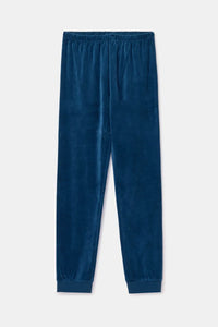 Woody Pyjama fluweel - Donkerblauw/Vos