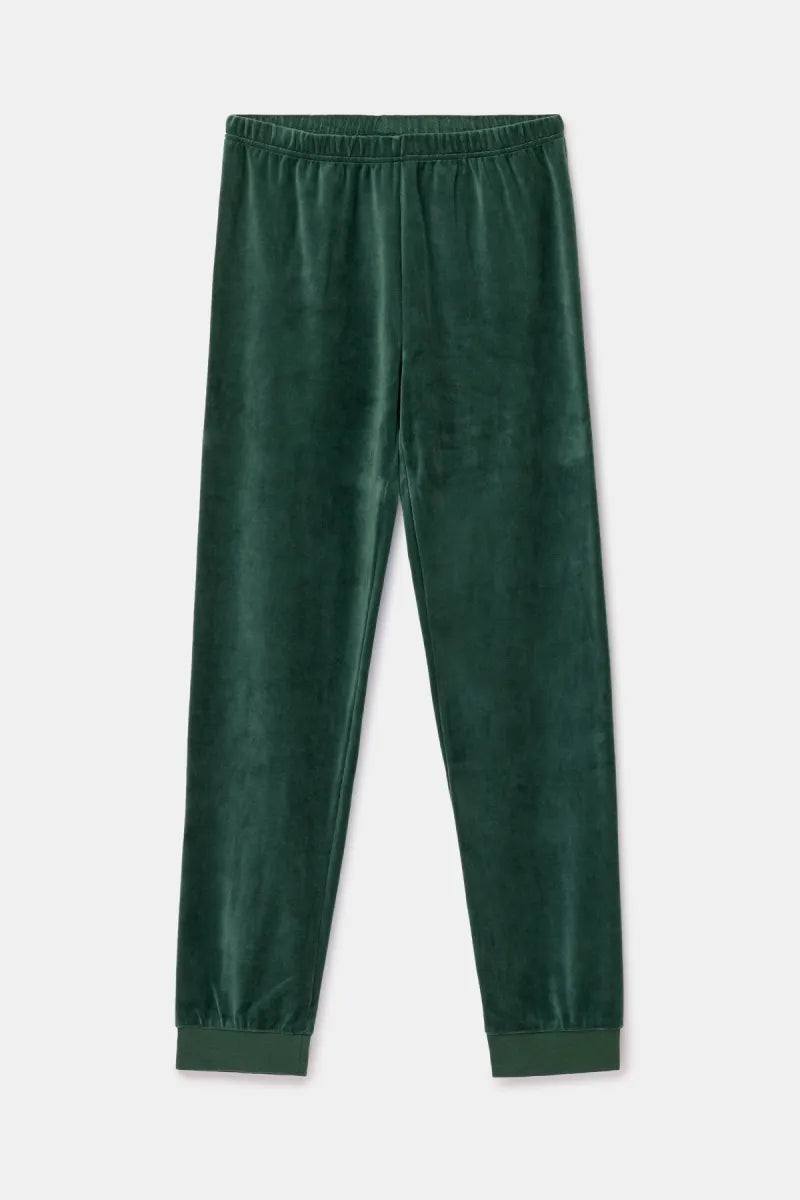 Woody Pyjama fluweel - Groene strepen/monstertjes