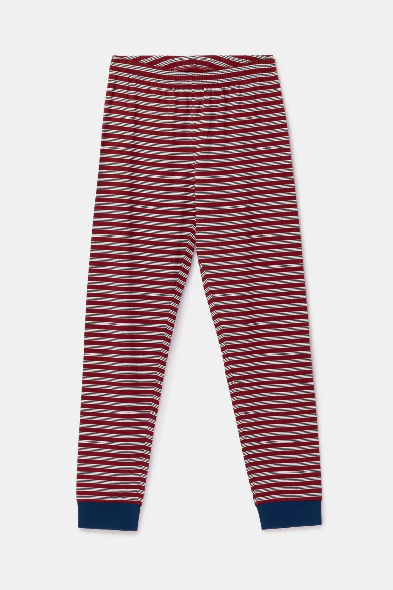 Woody Pyjama - Bordeaux streep/vos