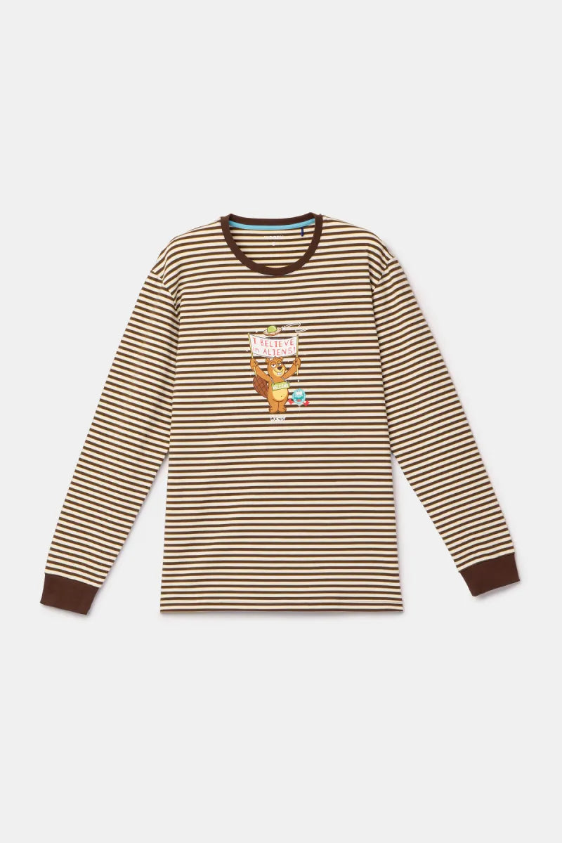 Woody Pyjama - Bruine streep/Beer