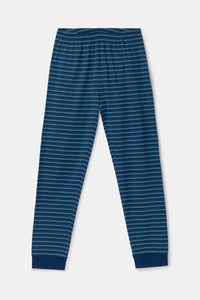 Woody Pyjama - Blauw gestreept/monstertjes
