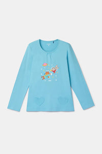 Woody Pyjama - Blauw/vos & konijn