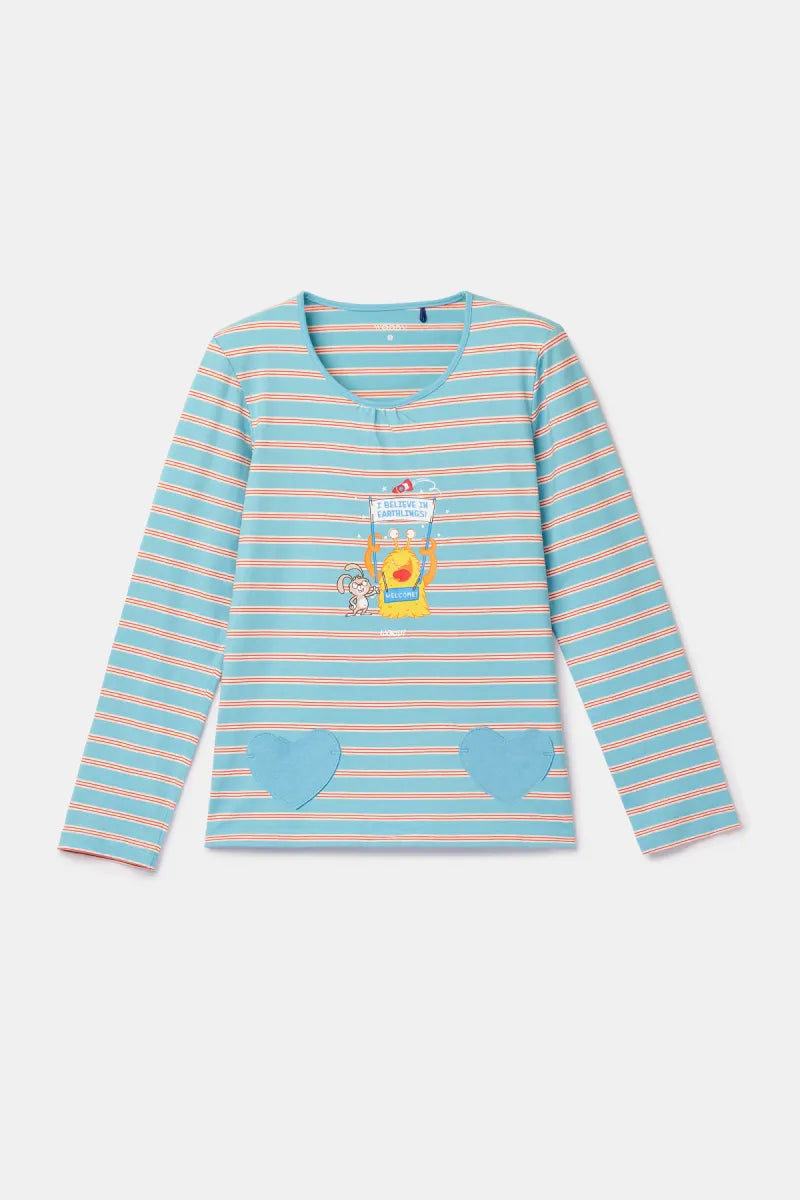 Woody Pyjama - Blauwe streep