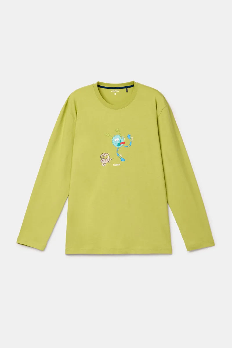 Woody Pyjama - Groen/konijn + monstertje