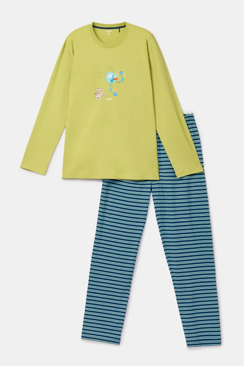 Woody Pyjama - Groen/konijn + monstertje