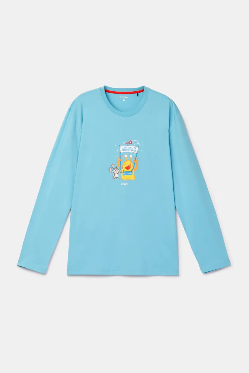 Woody Pyjama - Blauw/Konijn & monster