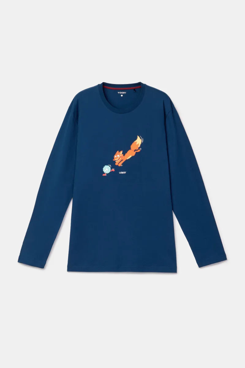 Woody Pyjama - Donkerblauw/vos