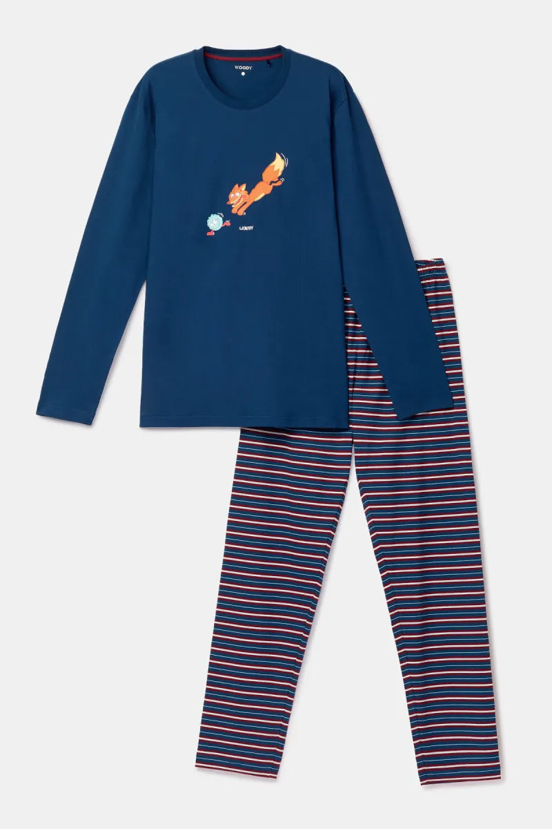 Woody Pyjama - Donkerblauw/vos