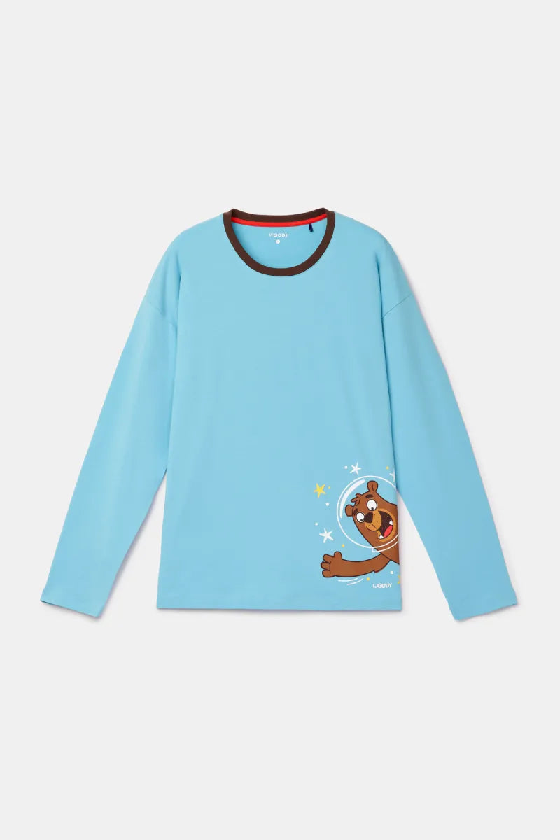 Woody Pyjama - Blauw/beer