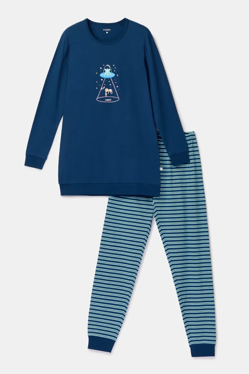 Woody Pyjama - Donkerblauw/konijn