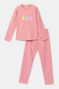 Woody Pyjama - Roze streep/monstertjes