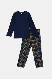 Woody Pyjama - Donkerblauw/ruit