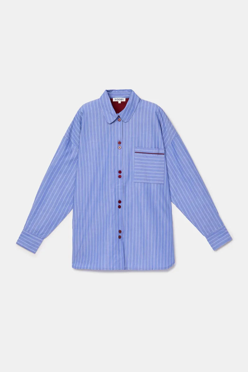 Woody Pyjama - Blauw/streep