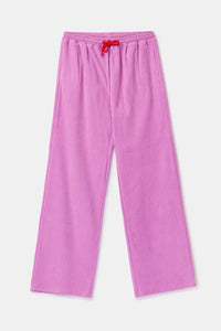 Woody Pyjama ribbed fluweel - Roze/monstertje