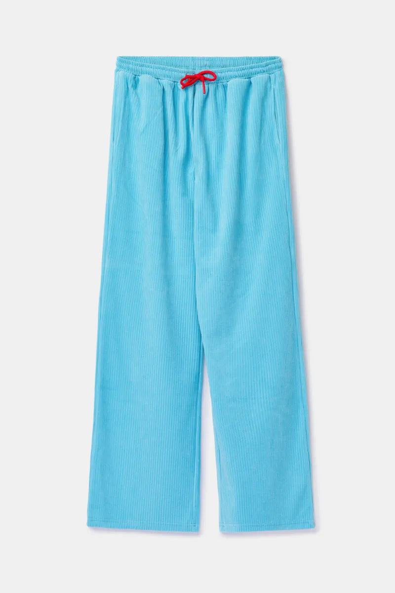 Woody Pyjama ribbed fluweel - Blauw/Beer