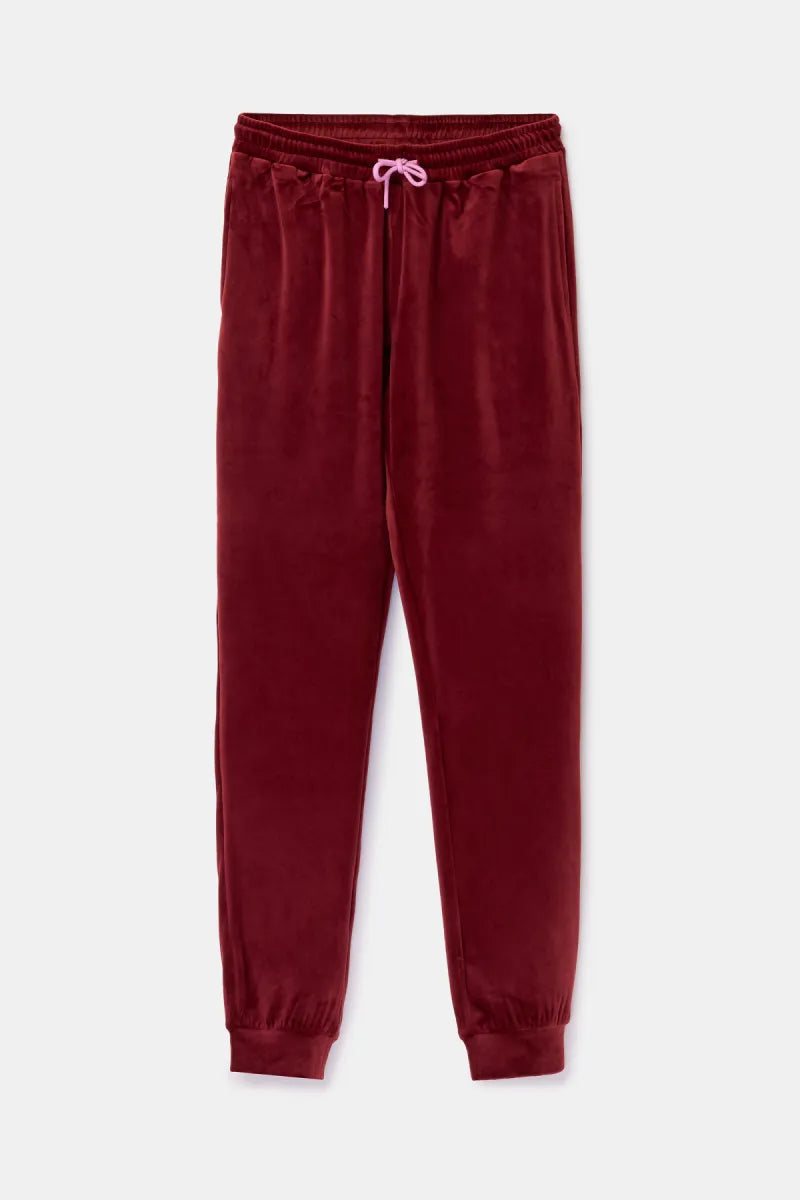 Woody Pyjama fluweel - Bordeaux/stars