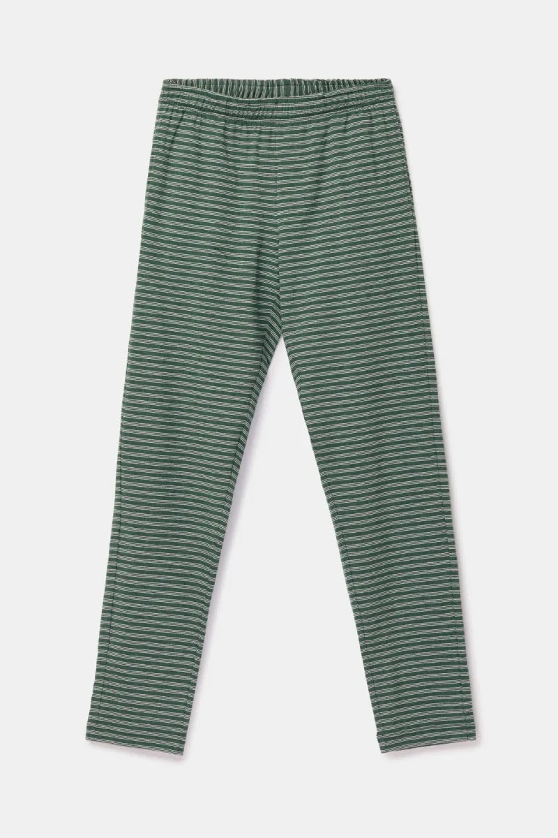 Woody Pyjama - Doorknoop/groene streep