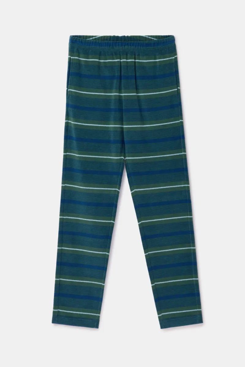 Woody Pyjama - Fleece/Donkerblauw&groen