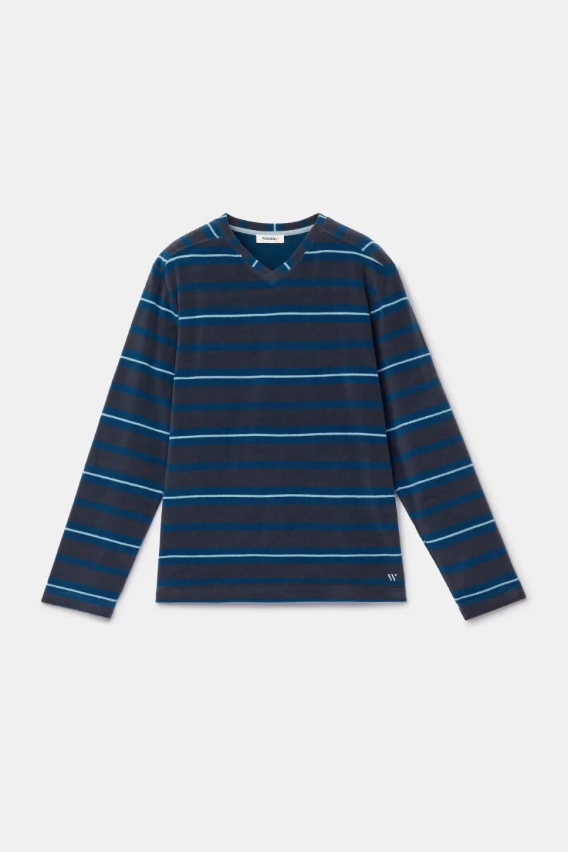 Woody Pyjama - Fleece/Blauw&bruin