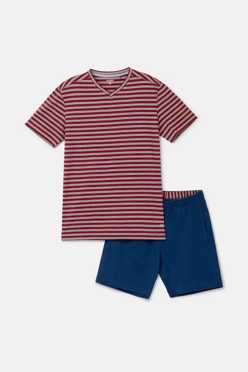 Woody Pyjama - Bordeaux streep