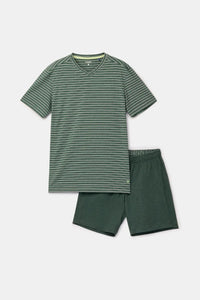 Woody Pyjama - Groene streep