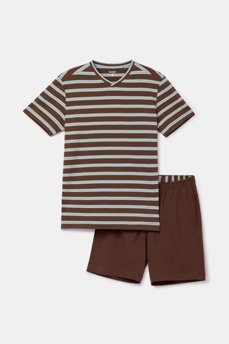 Woody Pyjama - Bruine streep