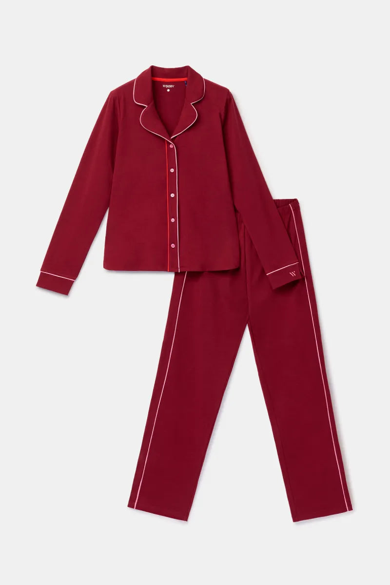 Woody Pyjama - Doorknoop/Bordeaux
